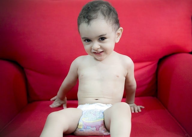 baby posing diaper
