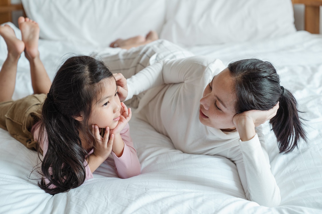 mom talking calmly