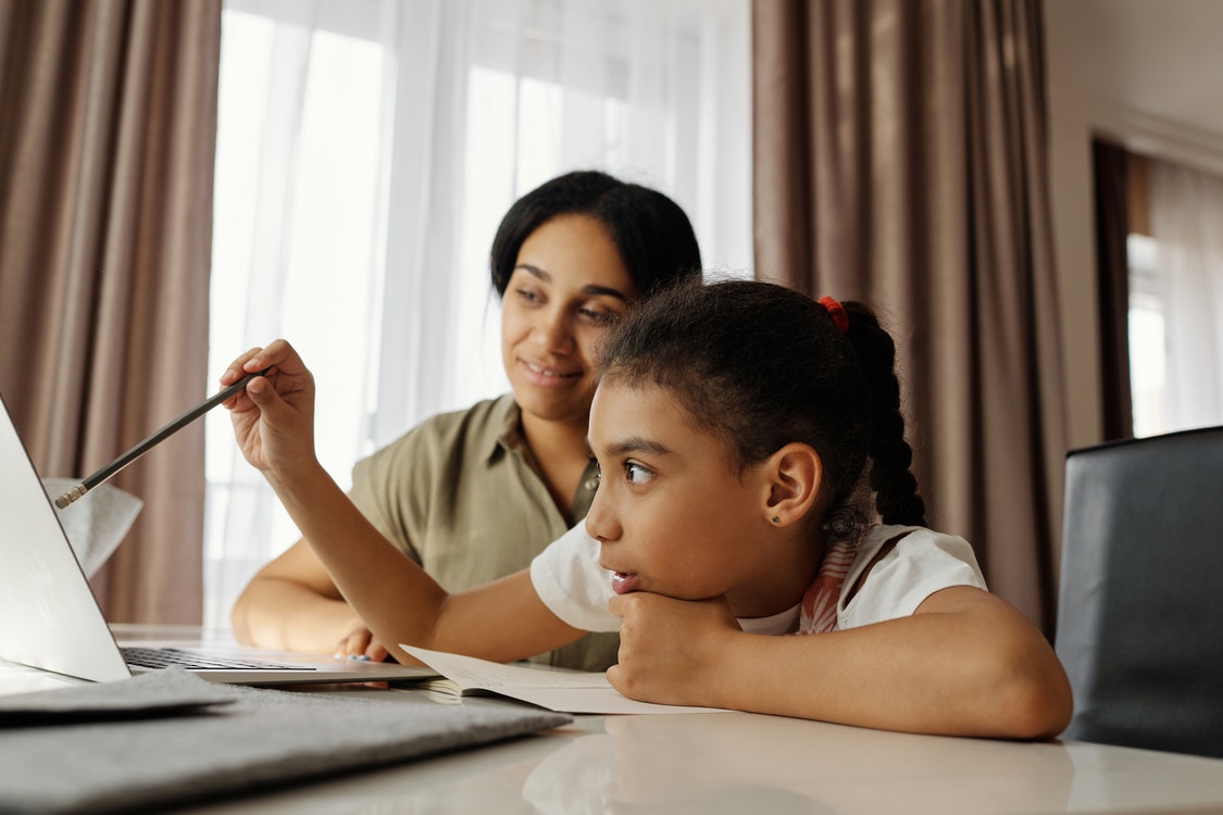 mom teaching child