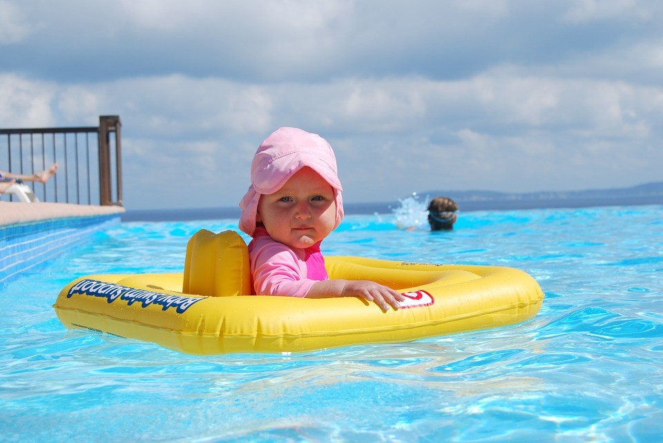 baby in pool