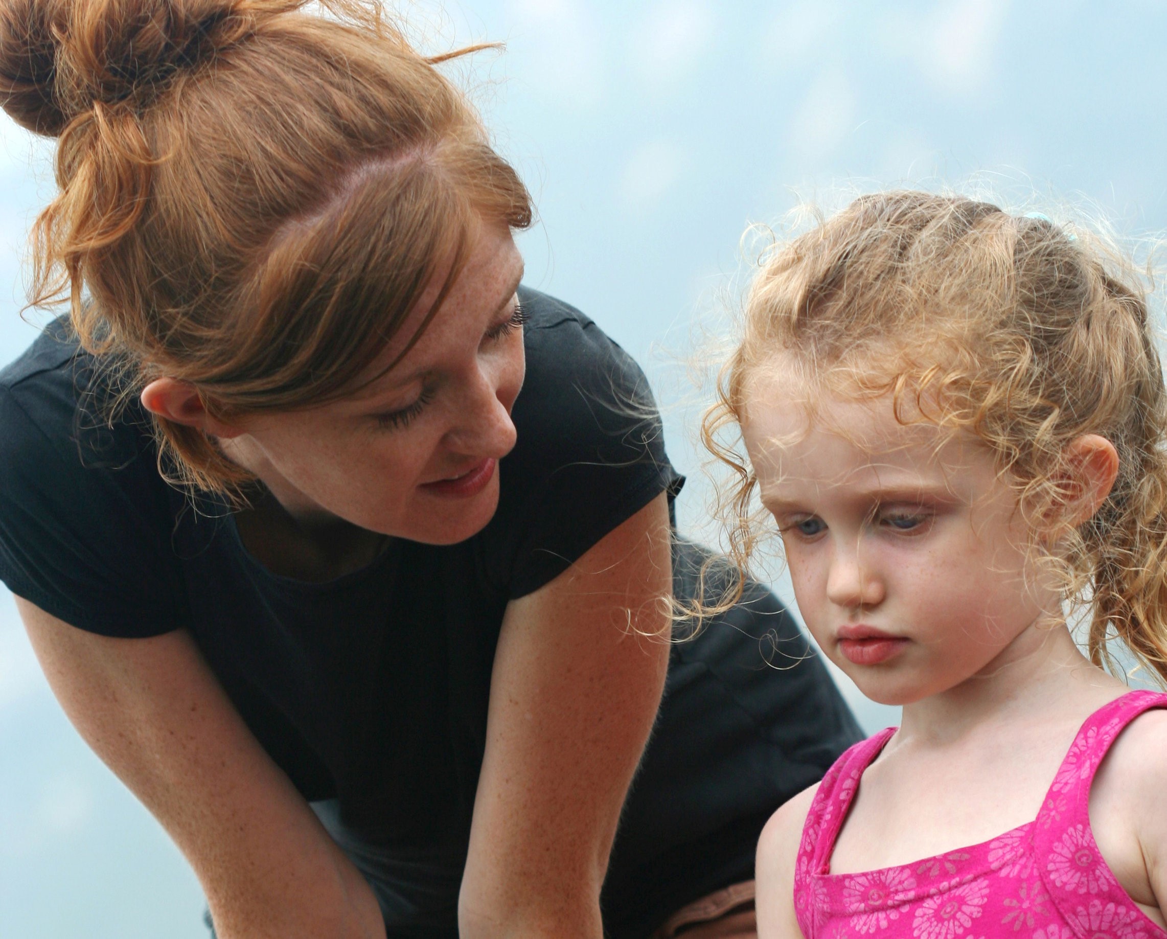 mom talking to child