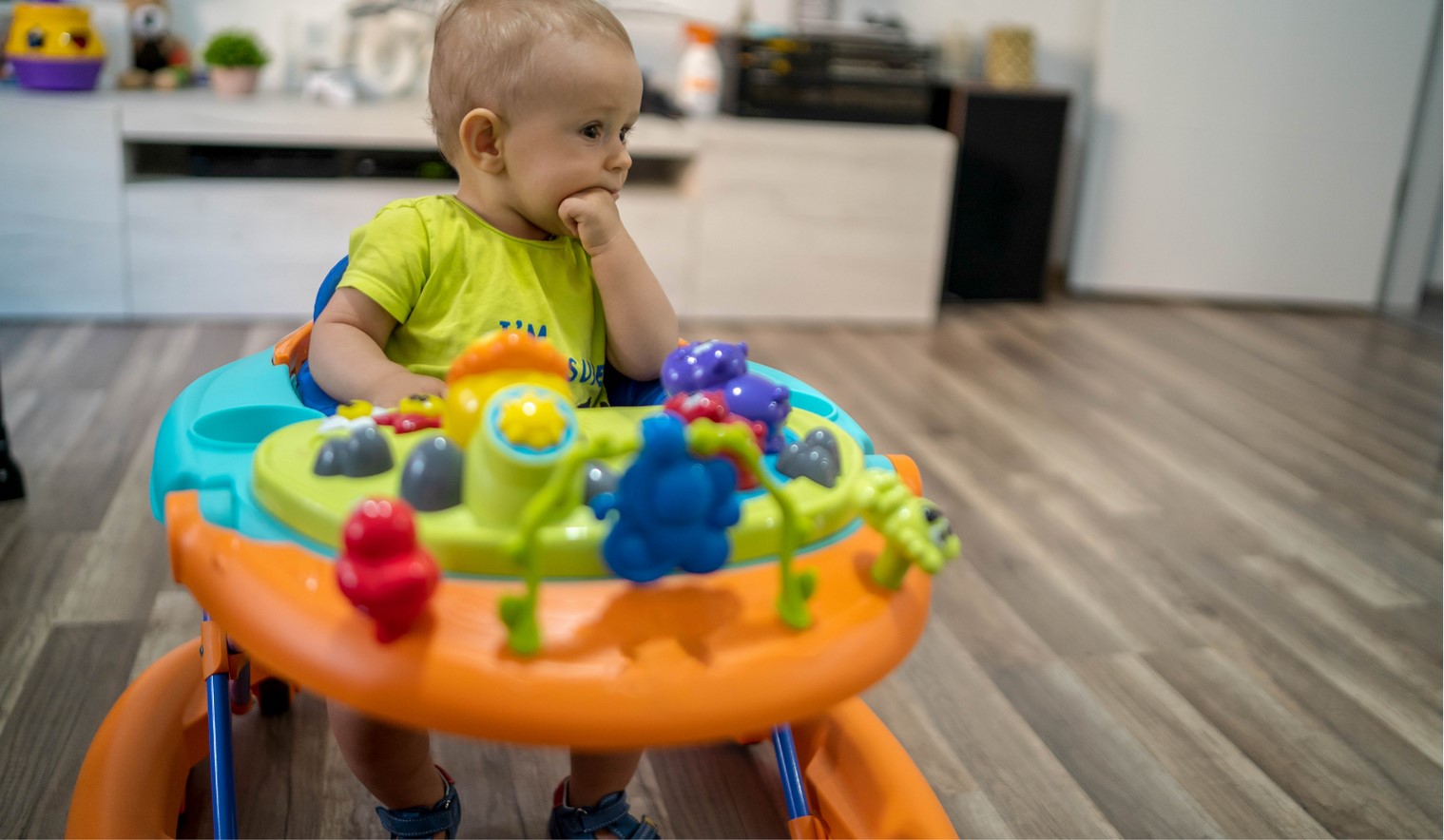 baby on exersaucer