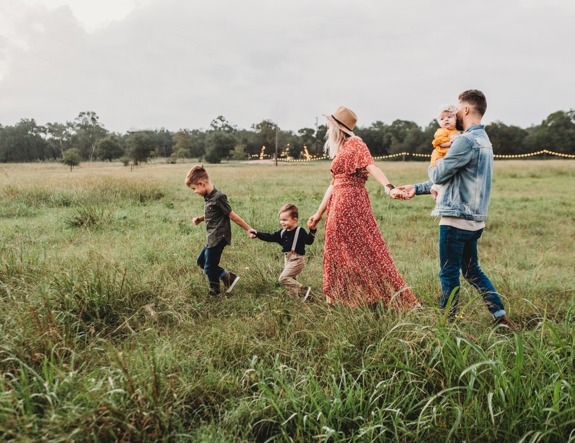 family walking