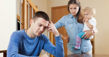 woman looking fiercely at a man
