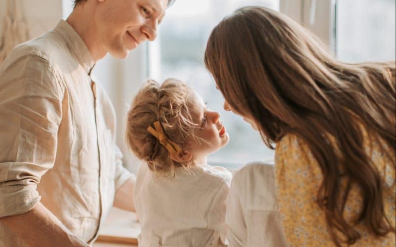 beautiful family in a cafe