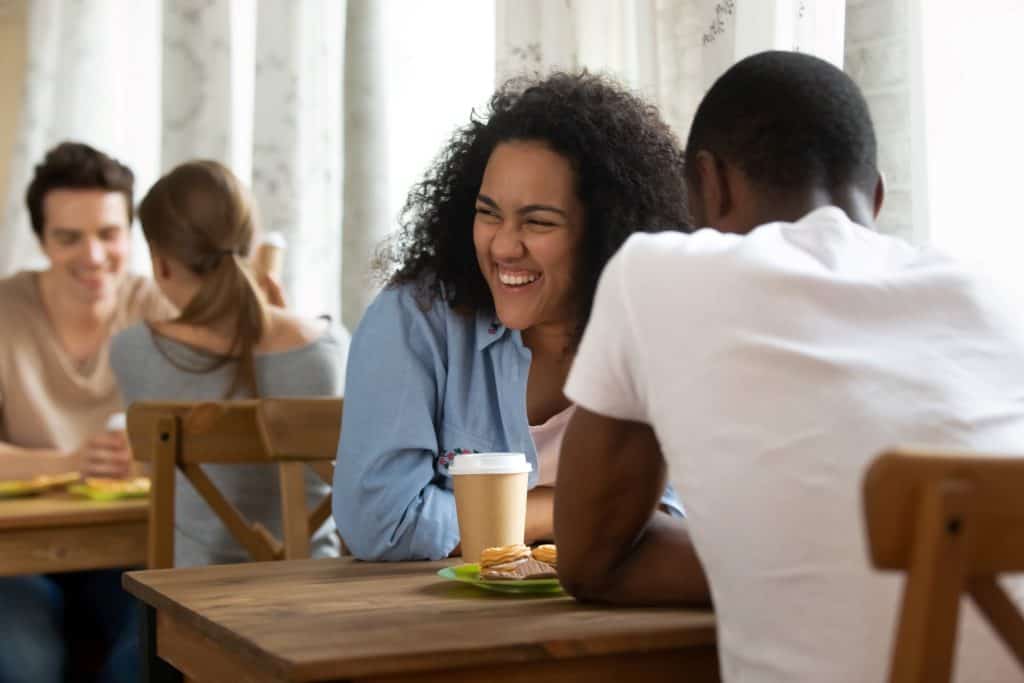 couple having a date in a cafe