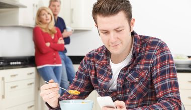 frustrated parents while son texting