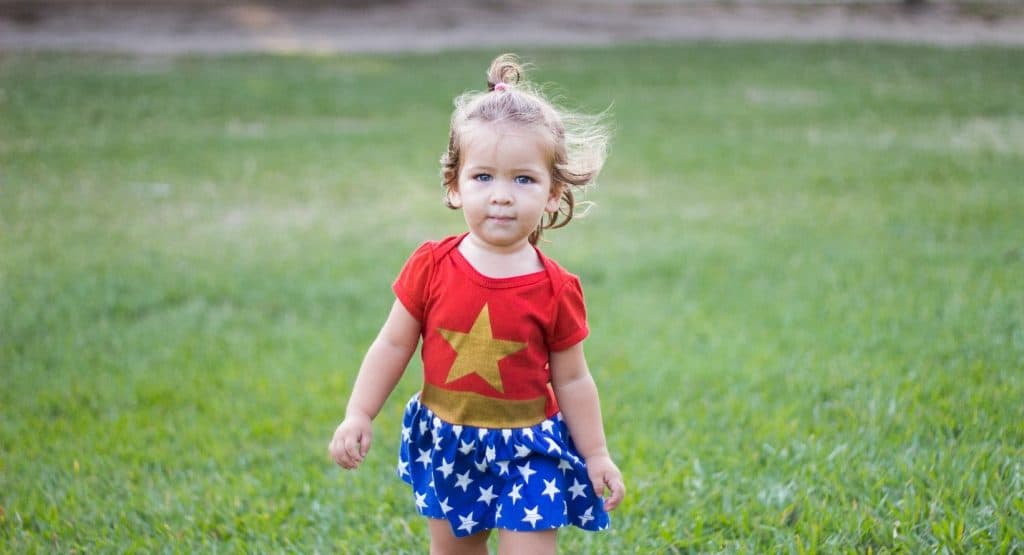 little girl wearing star dress