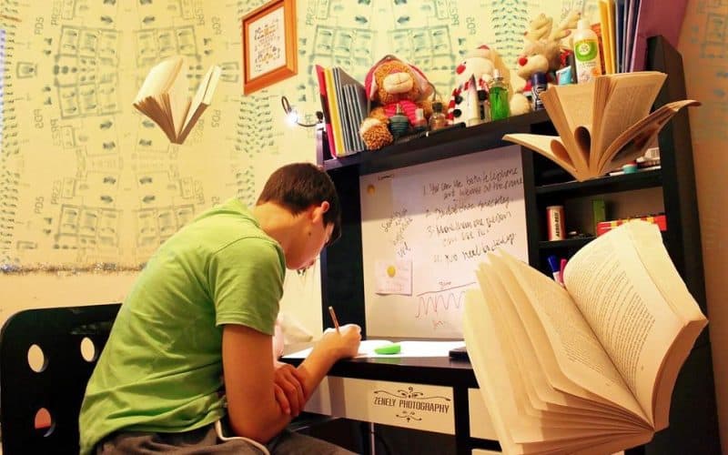 teenager working on homework