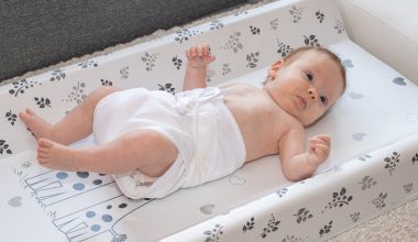 baby lying on a diaper changing pad