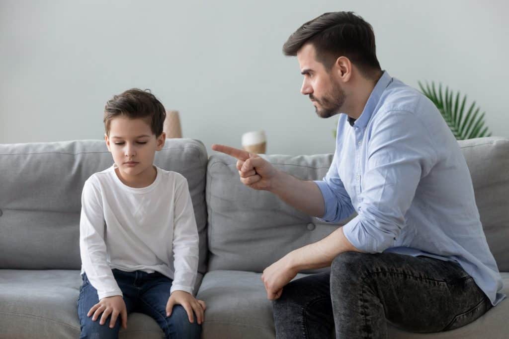 father scolding child