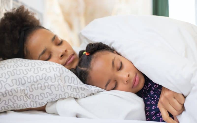 mother and daughter sleeping