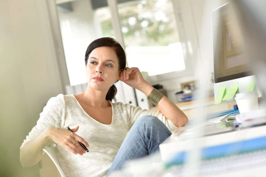 woman thinking deeply about something