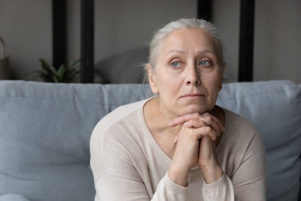 woman thinking deeply