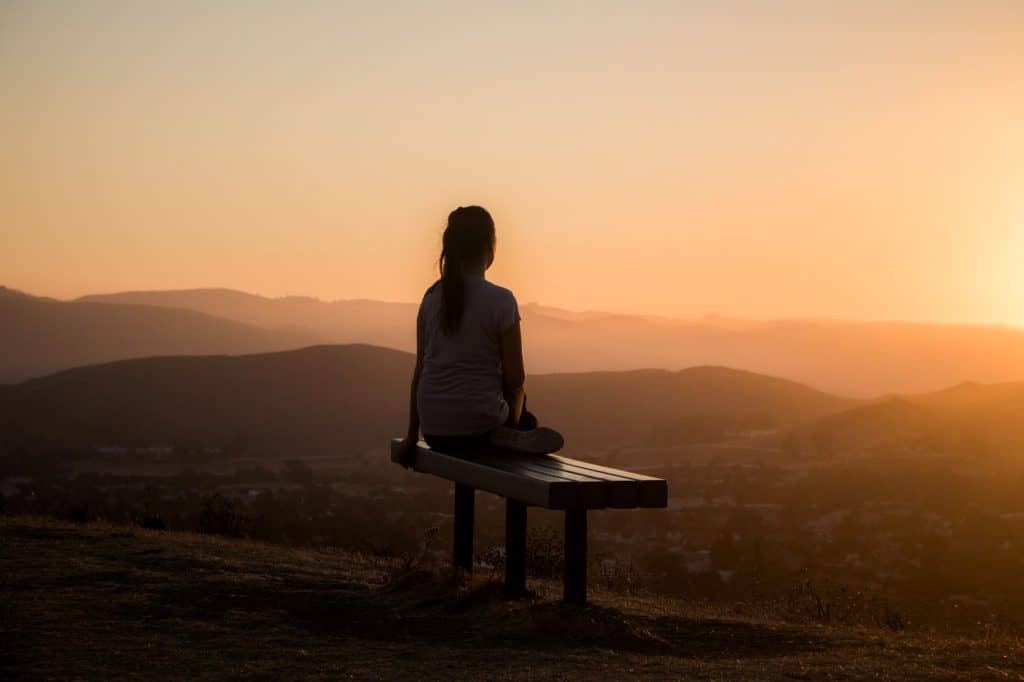 woman watching the sunset