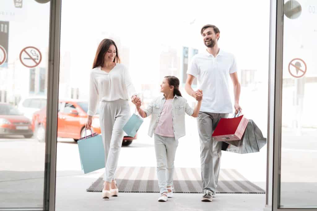 family on a mall