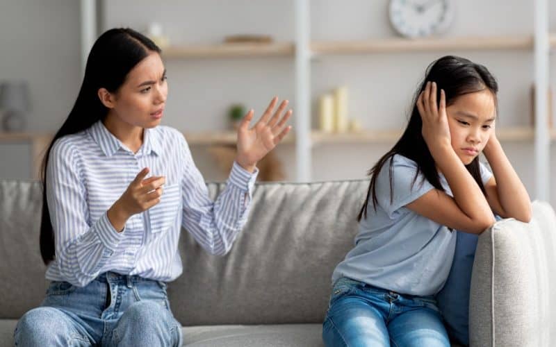 girl annoyed at nagging mom