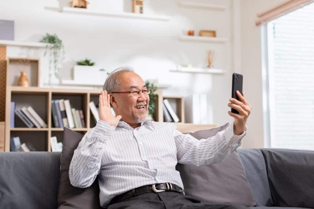 grandpa facetiming someone