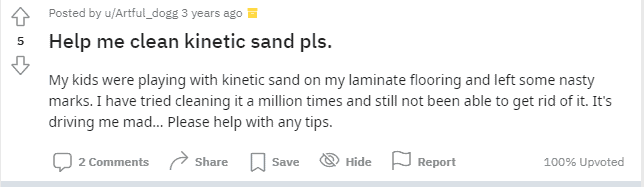 help cleaning kinetic sand reddit post