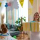 mom holding baby shower gift