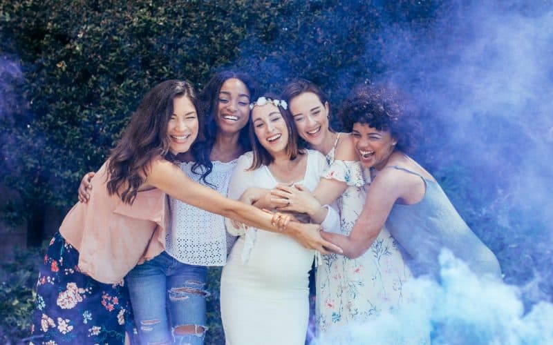 gender reveal smoke grenade baby shower