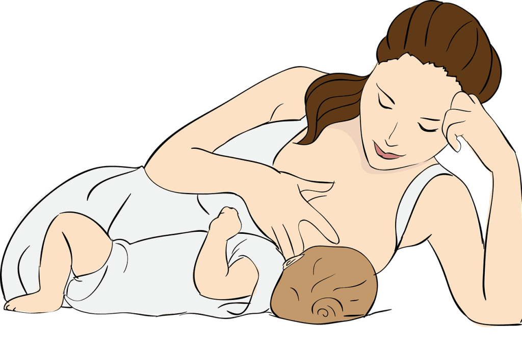 illustration of mother breastfeeding baby