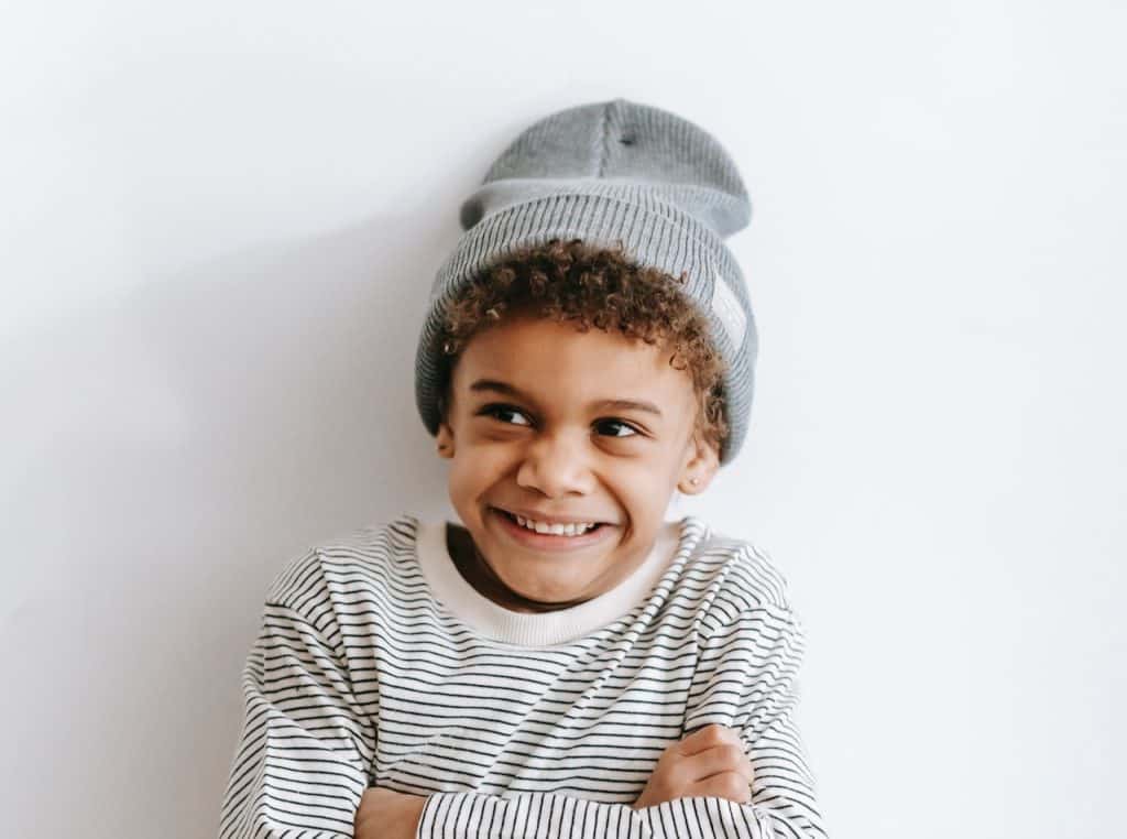 boy wearing knitted hat