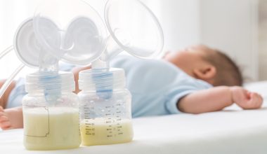 breastmilk beside sleeping baby