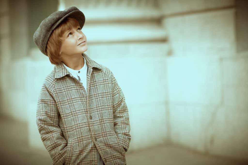little boy in retro clothes