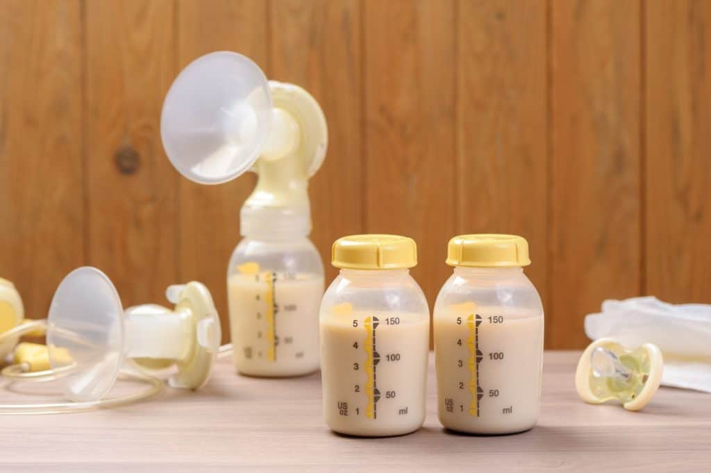 milk bottles with pump