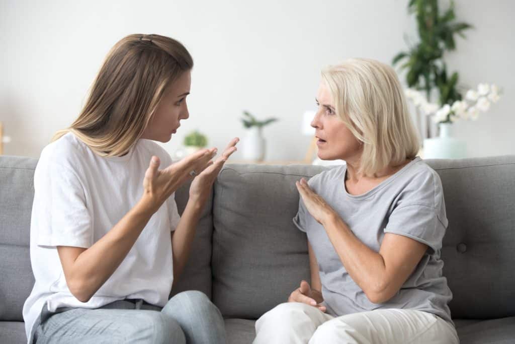 mother and daughter talking