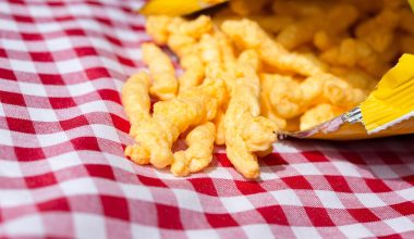 cheetos on a striped cloth
