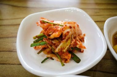 kimchi on ceramic plate