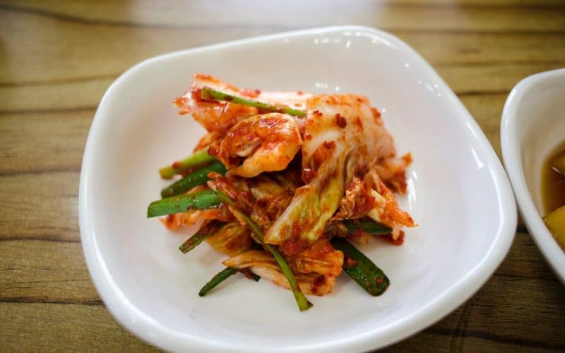 kimchi on ceramic plate