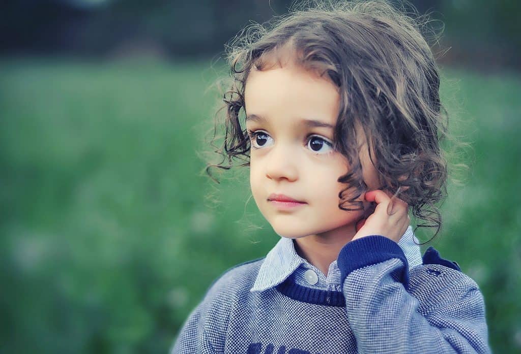 little girl with curly hair