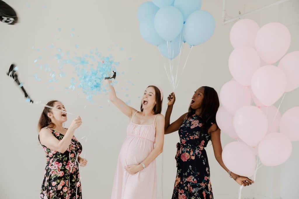 pregnant woman and friends having fun