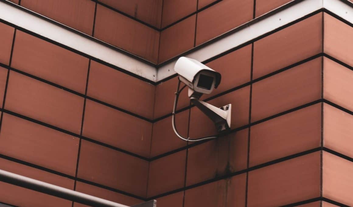 surveillance camera mounted on a wall