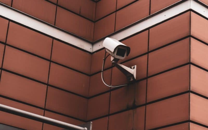 surveillance camera mounted on a wall