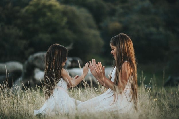two girls playing