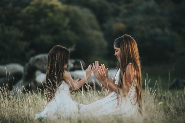 two girls playing