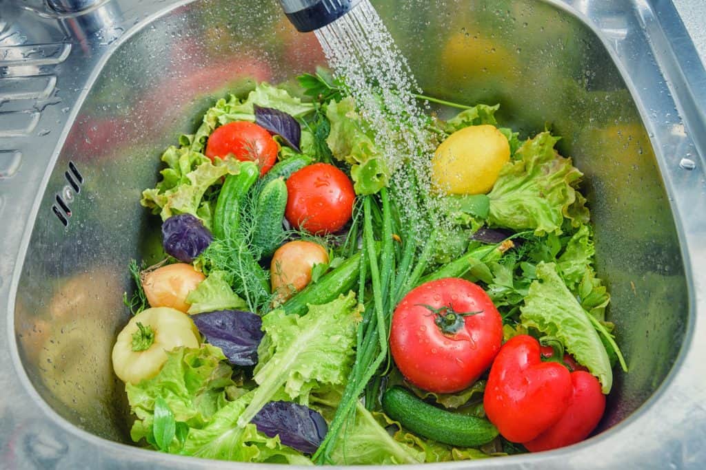 washing vegetables