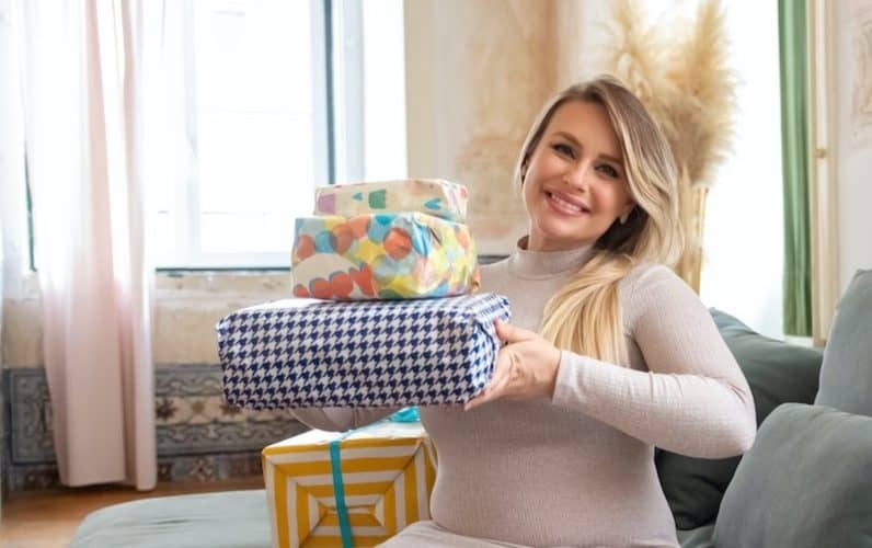 woman carrying gifts