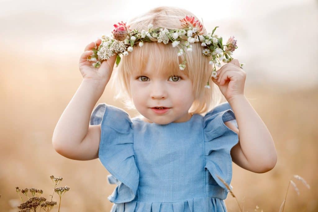 baby girl with flower crown