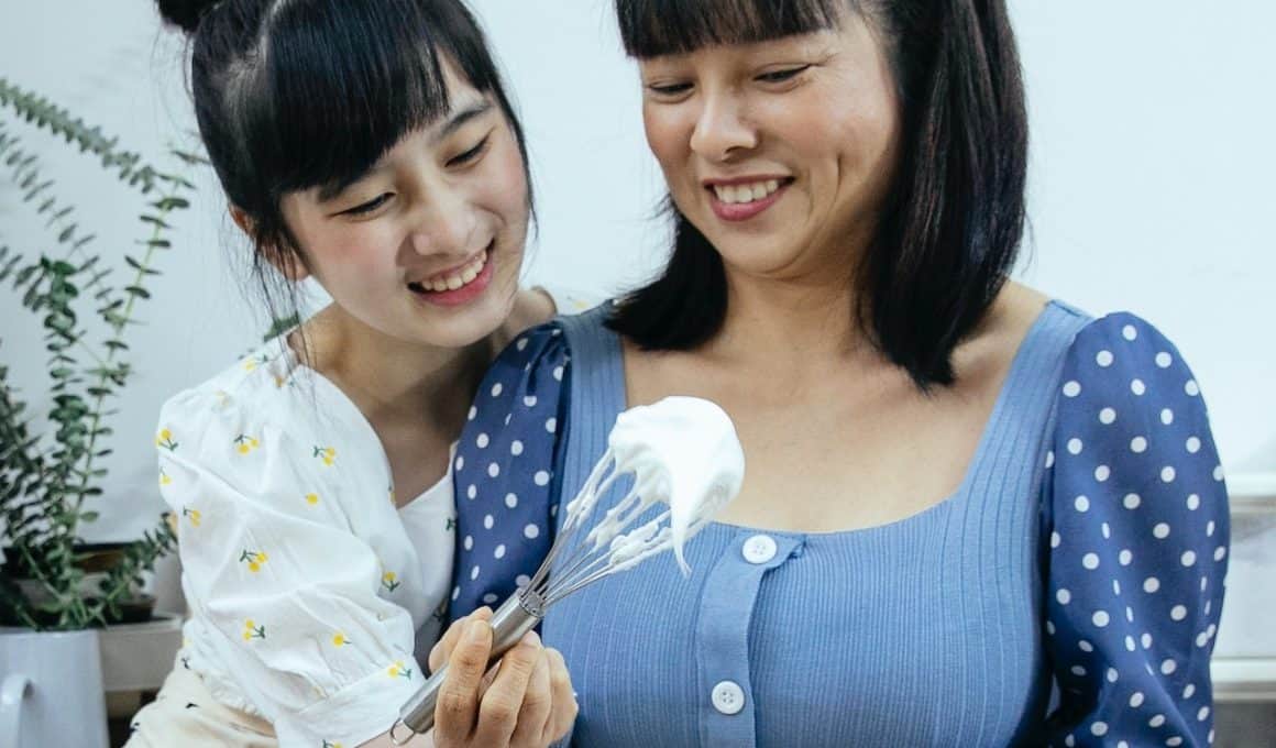 mother and daughter baking