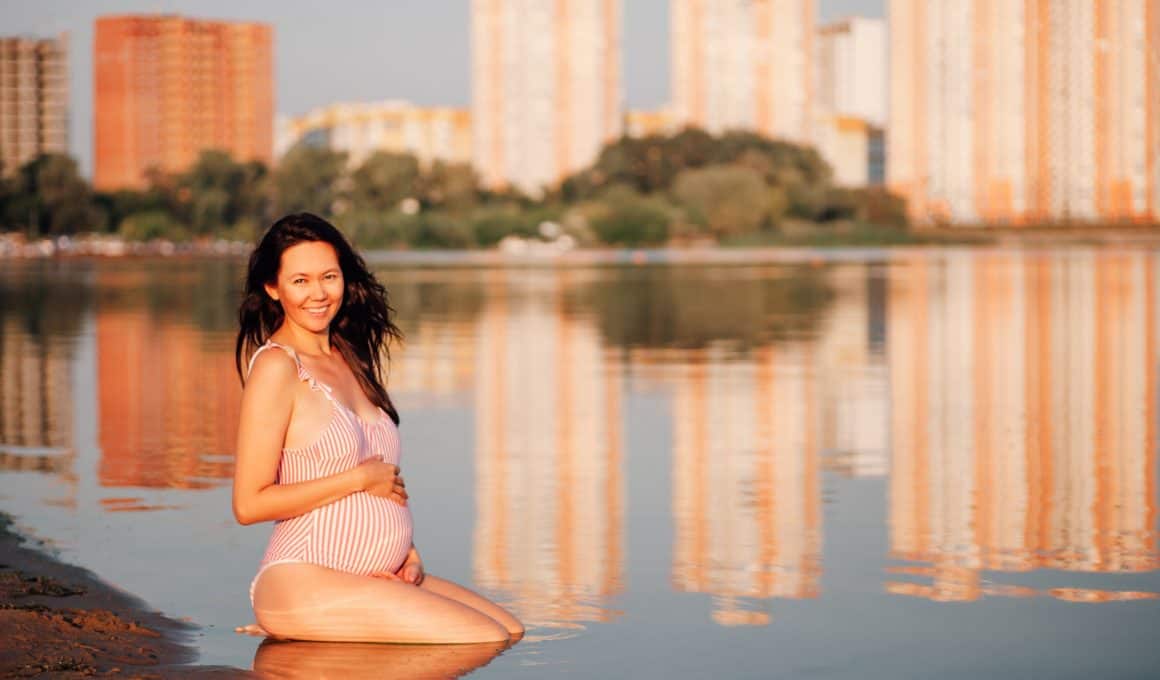 pregnant woman on a beach