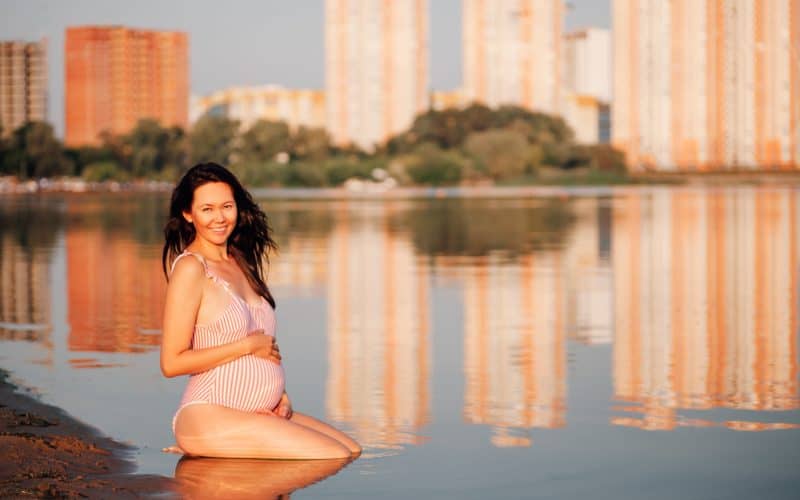 pregnant woman on a beach