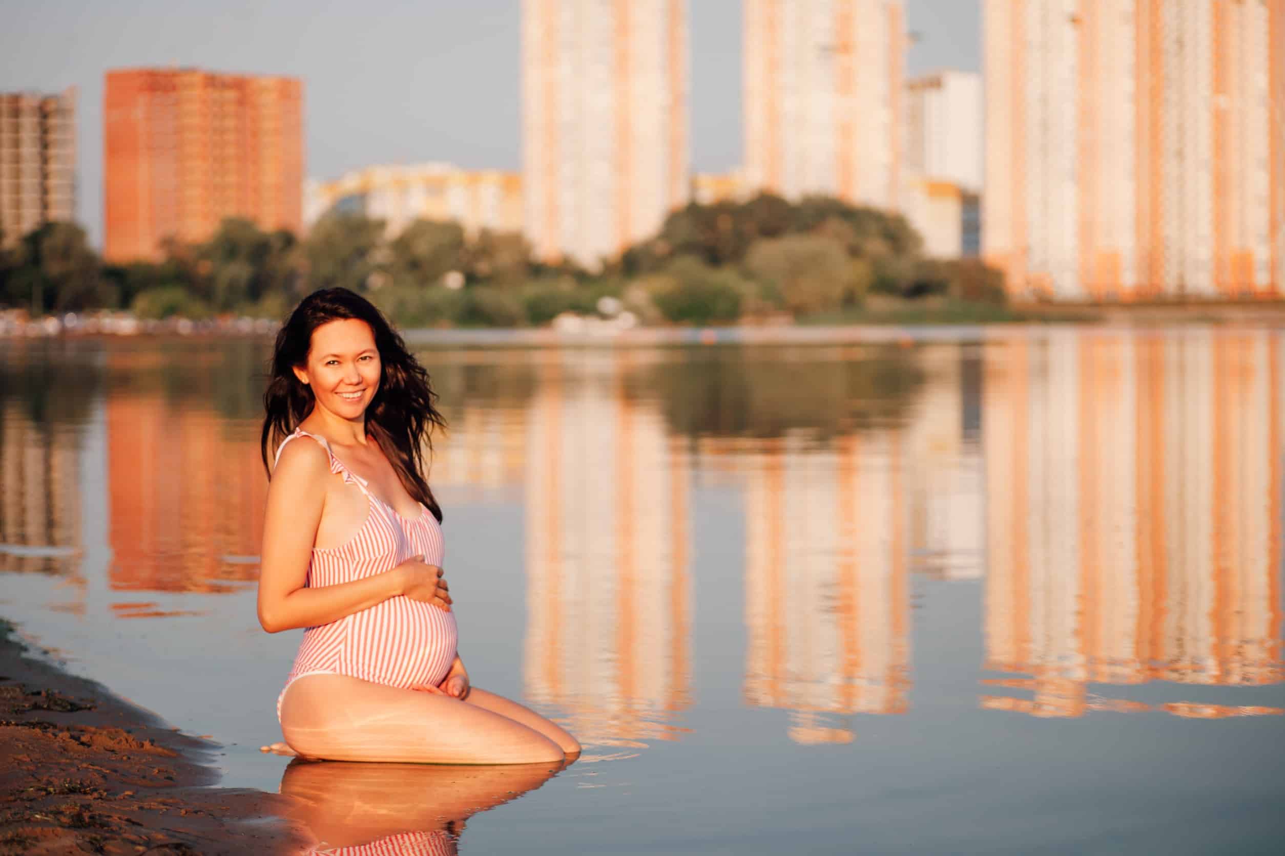 pregnant woman on a beach