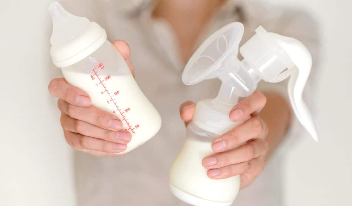 pump and bottle with milk