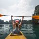 woman sitting on a kayak