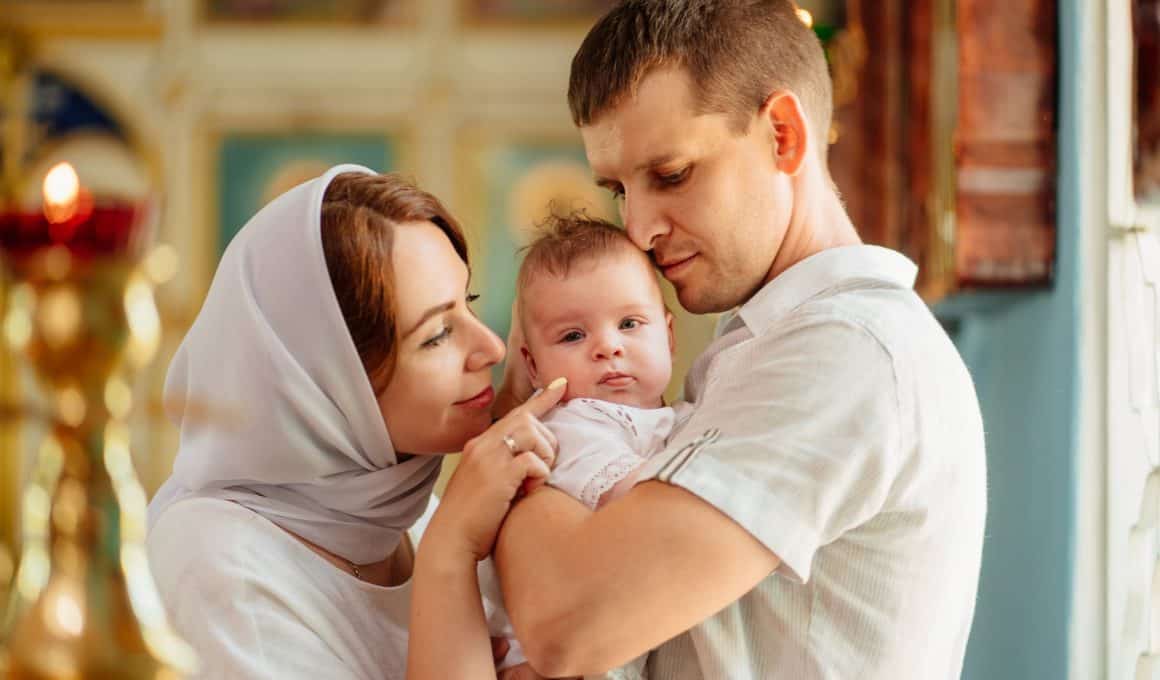 family on a church